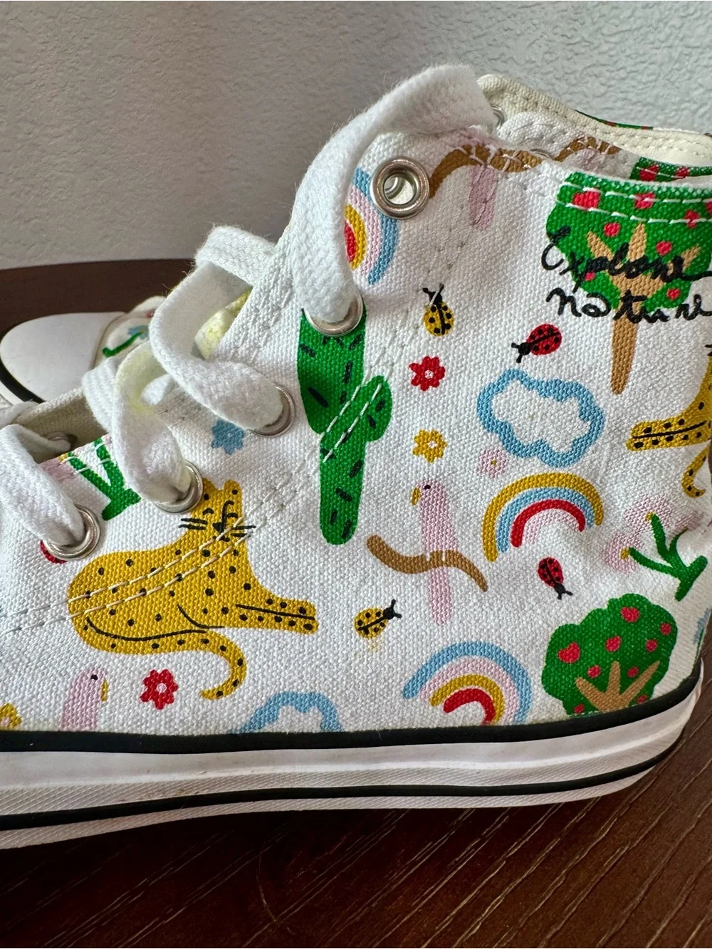 Converse Kids' Explore Nature White High-Top Sneakers with Rainbow & Animals